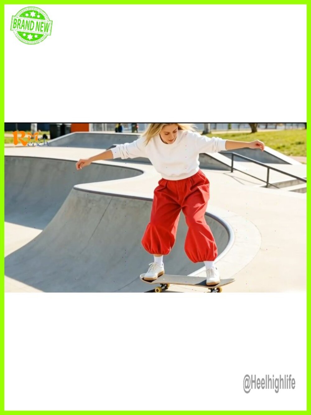 Wide Leg Balloon Pants with Side Pockets Elastic High Waist Travel - Picture 4 of 4